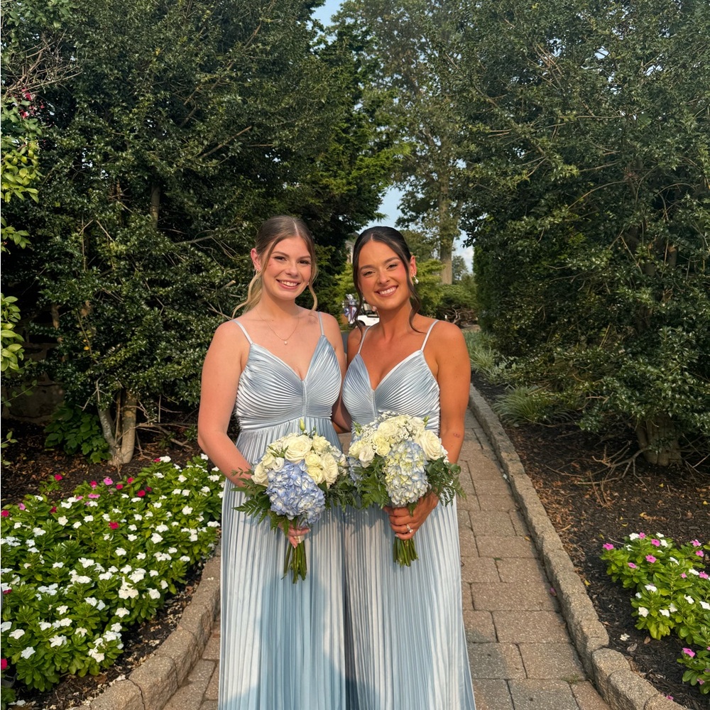 Revelry Pale Blue Pleated Maxi Dress